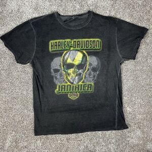 Harley Davidson Jamaica Skull Graphic Shirt Tee Size XL Biker Goth Motorcycle